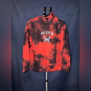Yours Truly NUMB Rhinestone Butterfly Tie Dye Hoodie Size M